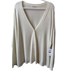 89th & Madison NWT Women’s Plus 2X Preppy Whisper White Knit Cardigan Sweater